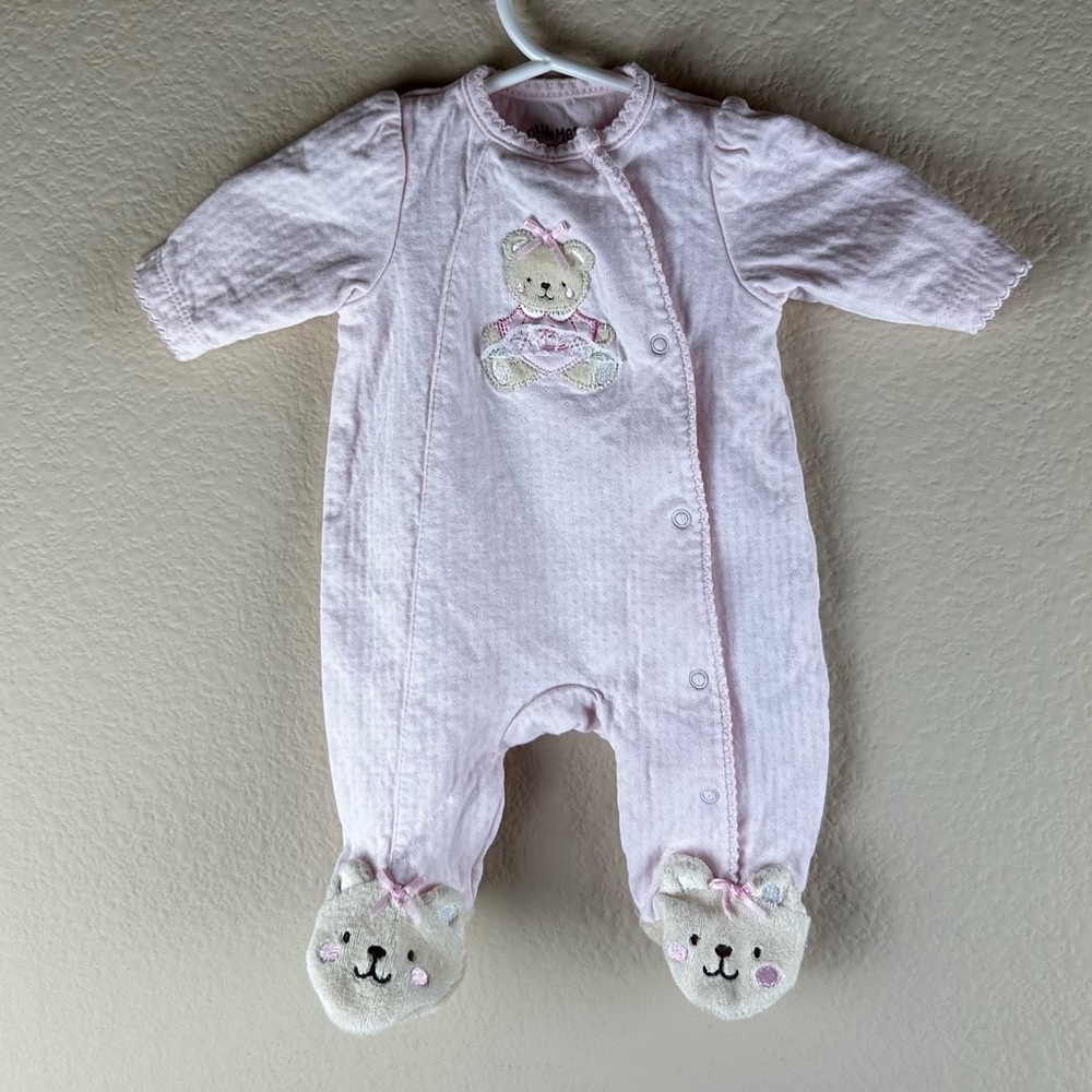 3/$10 Little Me Pink Footed One Piece Sz Preemie
